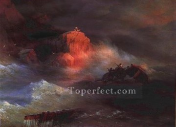 1876 Pintura - accidente 1876IBI paisaje marino barco Ivan Aivazovsky